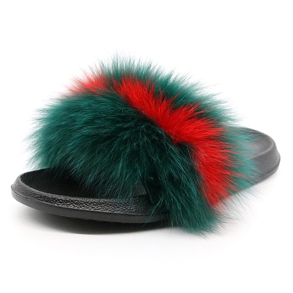 NEW! Real Fox Fur Slides / Fur Slippers - Picture 5 of 6